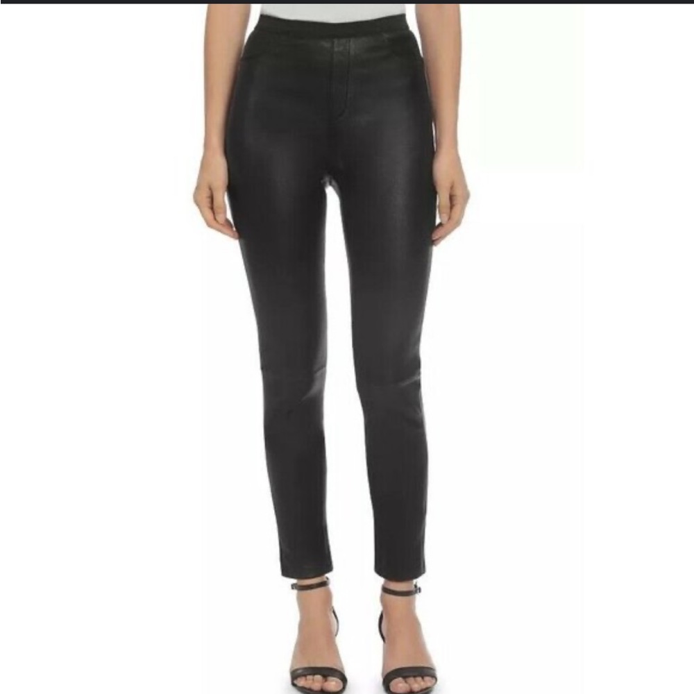 Rebecca Taylor-Black Faux Leather Leggings size S